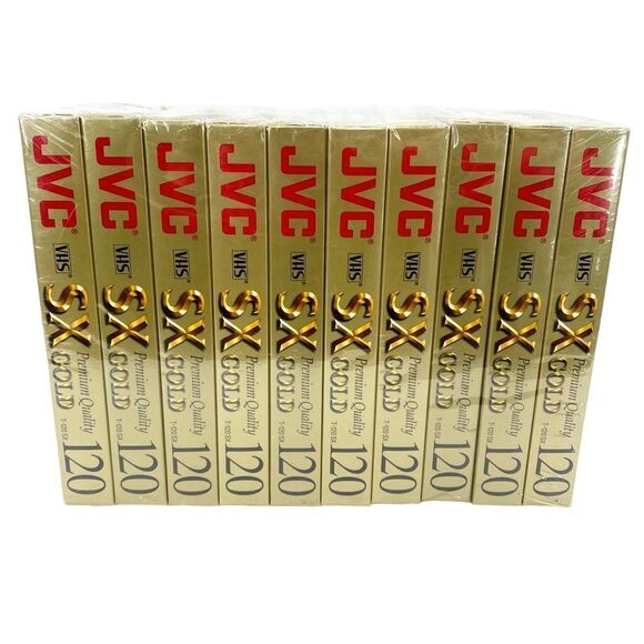 JVC Lot of 10 Premium Quality 6 Hrs T-120 SX Gold VHS Tapes Factory Sealed - Picture 1 of 9